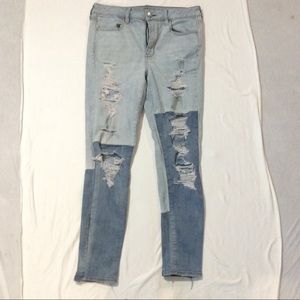 American Eagle Patchwork Skinny Jeans 12 Stretch